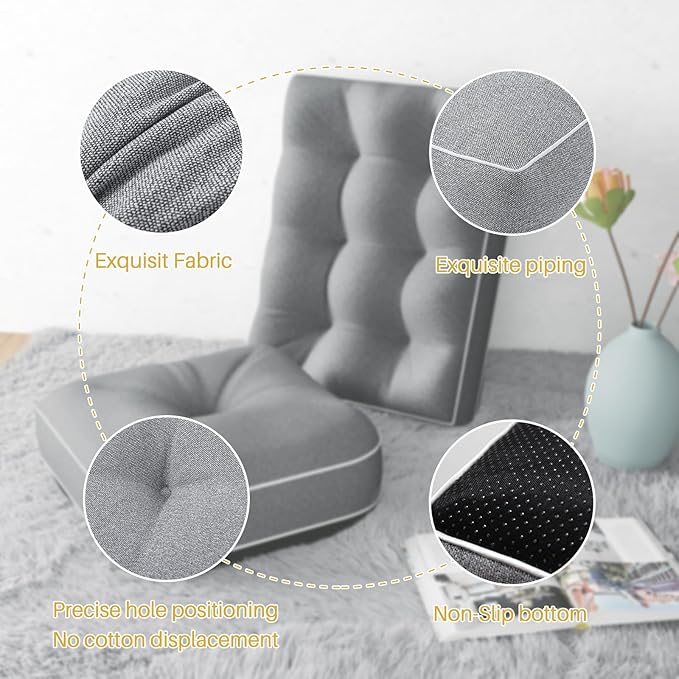 YZ HOME Rocking Chair Cushion, Set of Thicken Seat & Back Chair Cushions with Memory Foam, Non-Slip Chair Pad with Ties for for Indoor&Outdoor Rocker, Light Grey, 22x17x5/17x17x5