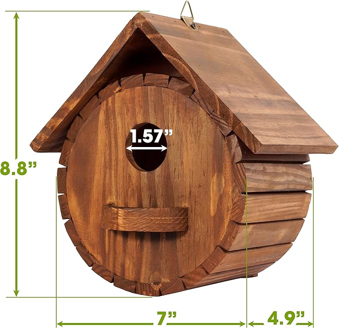 Set of 2 MIXUMON Bird Houses for Outside, Outdoor 2 Bird House Room for 2 Bird Families Bluebird Finch Cardinals Hanging Birdhouse for Garden