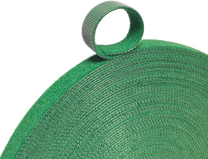 50 feet Reusable Garden Plant Ties, Green, Heavy Duty Soft Grip Strips, Roll for Supporting Plants, Trees, Vines