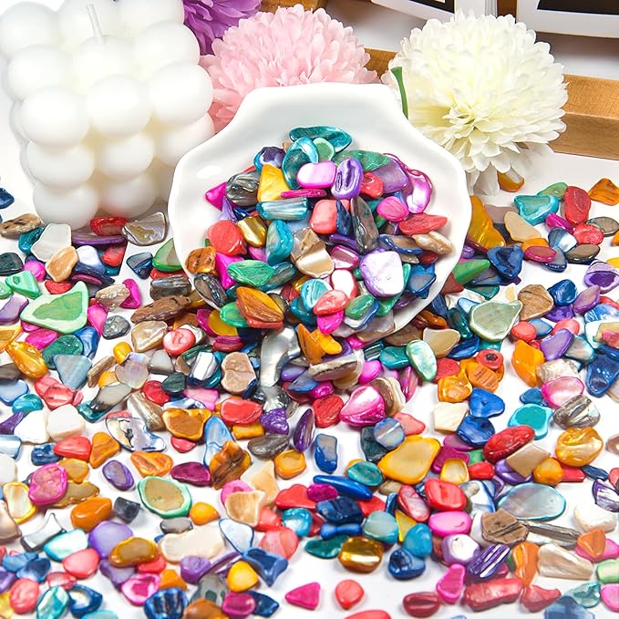 Rose Red Crushed Shells for Decoration, 14.5 oz Natural Crushed Seashells Mosaic Sea Shell Fragments, Irregular Seashell Slices for Crafts, Home, Vase Fillers, Wedding Party, Landscaping