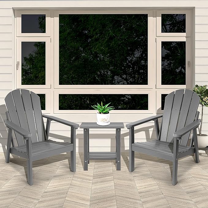 Adirondack Chair Set of 4, HDPE All Weather Adirondack Chairs, Fire Pit Chairs, Patio Chairs, Lawn Chairs. Perfect for Porch, Patio, Poolside, Deck.