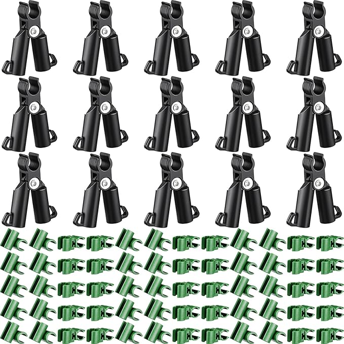 Adjustable Plant Trellis Connector Clip Plastic Connector Stakes Garden Plastic A-Type Connecting Joint Buckle Clip for Gardening Metal Steel Plant Supports(75 Pieces,11 mm)