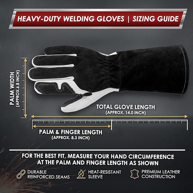 bestarc Leather Forge MIG Welding Gloves, 932℉ Heat Resistant Welding Gloves with Kevlar Stitching for MIG, TIG, Stick, Forge