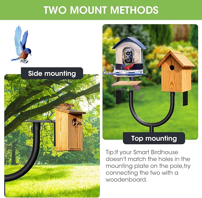 Bird Feeder Pole,Adjustable 47"-108" Heavy Duty Bird House Pole,Upgraded U-Shape Platform,4 Shepherd Hooks for Outdoor Garden & Yard