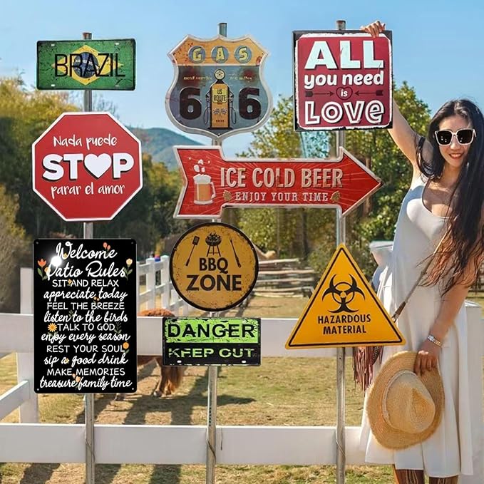 Welcome Patio Rules Vintage Metal Tin Sign Retro Rustproof Funny Art Wall Decor Gift for Home Patio 8x12 Inch