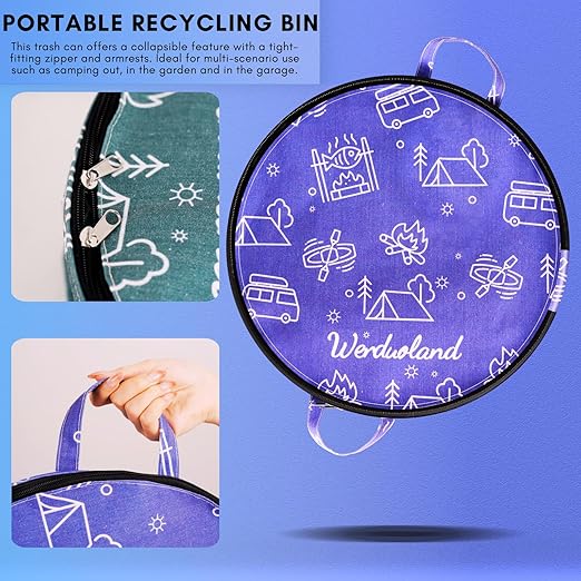 1 Pcs 30 Gallon Collapsible Trash Can Portable Waterproof Reusable with Zippered Lid for RV's, Camping, Recycling, Yard Waste, Leaf Bag, Children Toy Bin, Hiking, Travel，Weeds Basket