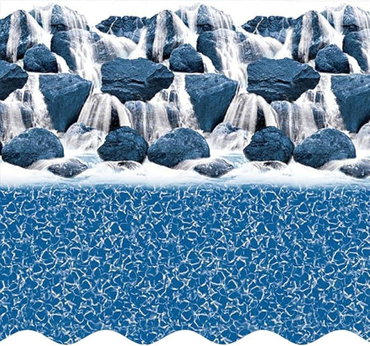 Smartline 24 ft Round Swimming Pool Liner | Waterfall | Overlap Style | 48-52 Inch Wall Height | 20 Gauge Heavy Duty Virgin Vinyl | Designed for Steel Sided Above Ground Pools
