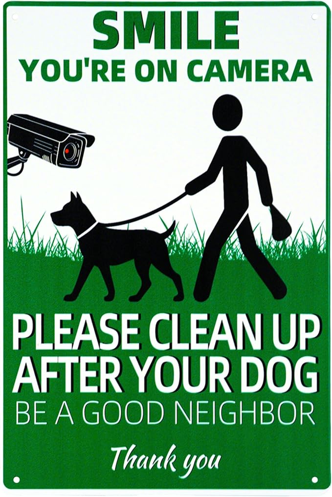 PLEASE CLEAN UP AFTER YOUR DOG Sign Decorative Signs Chic Metal Yard Signs for Outdoor Patio Porch Decor No Pooping Dog Signs for Yard (Color07)