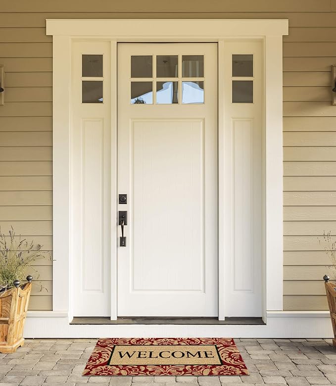 DII Natural Coir Doormat Outdoor Welcome Mat, 17x29, Damask