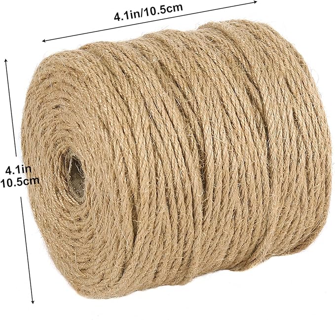 Vivifying 4mm Jute Twine, 328 Feet 4 Ply Natural Strong Brown Jute Rope for Garden Plants, Crafts, Hanging and Decoration