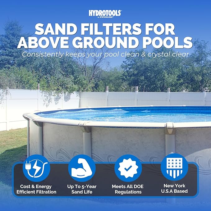 SWIMLINE HYDROTOOLS 12 Inch Pool Sand Filter Pump For Above Ground Inground Intex Bestway Pools | Complete System 1/3 HP (0.3 THP) Horsepower 1980 GPH Pumps | For Pools Up To 9000 Gallons | 71233