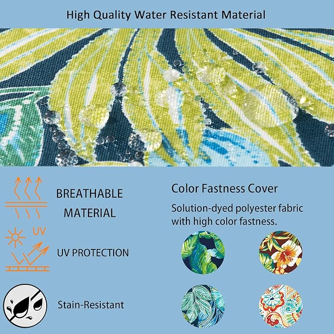 COZYVIDA Outdoor Dining Chair Cushion, Set of 2, 20" x 42",C0 Water-Resistant Breathable Polyester, UV-Resistant 1000+ Hrs, 30D Foam with Recycled Fiber Fill, YKK Zippers, Jungle Floral