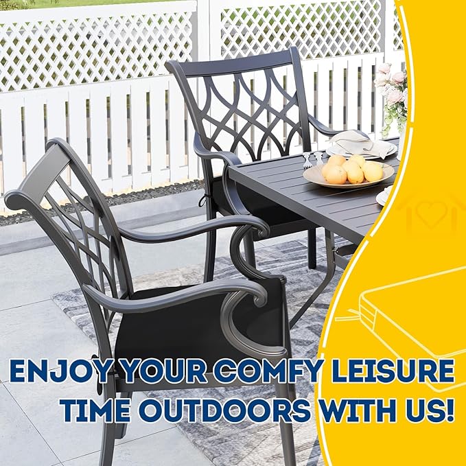 AAAAAcessories Outdoor Seat Cushions for Chairs, Waterproof, Fade-Resistant, 19" x 19" x 3", Patio Furniture Replacement Cushions, Set of 2, Charcoal Black