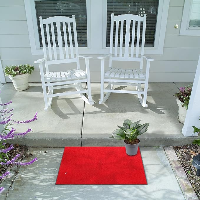AAZZKANG Red Door Mat Set of 2 Non Slip Durable Multi-Purpose Outdoor Indoor Mats Ultra Absorb Mud Easy to Clean Entry Doormat for Inside,Outside,Patio,High Traffic Areas