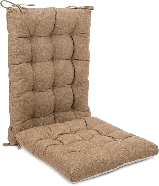 Rocking Chair Cushions Comfortable Tufted Seat Cushion Pads Non-Skid Backed Set of Backrest Cushion and Seat Bottom for Porch Rocker Adirondack Chair (Tan, Backrest-24X17,Bottom-17x17)