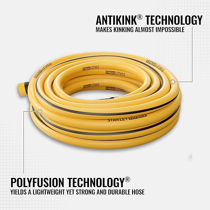 Stanley FATMAX Professional Grade Garden Hose, 50 Feet x 5/8 Inch, Yellow, 500 PSI