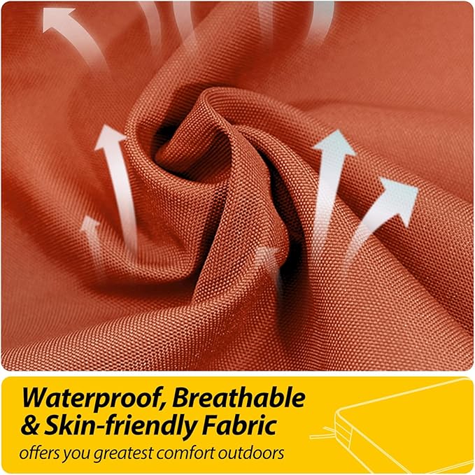 AAAAAcessories Outdoor Seat Cushions for Chairs, Waterproof, Fade-Resistant, 20" x 18" x 3", Patio Furniture Replacement Cushions, Set of 2, Rust