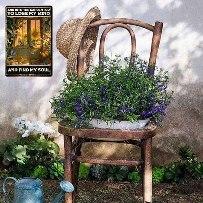 Gardening Gifts And Into The Garden I Go To Lose My Mind And Find My Soul Tin Signs for Home Garden Yard Backyard Patio Porch Decor 8 X 12 Inch