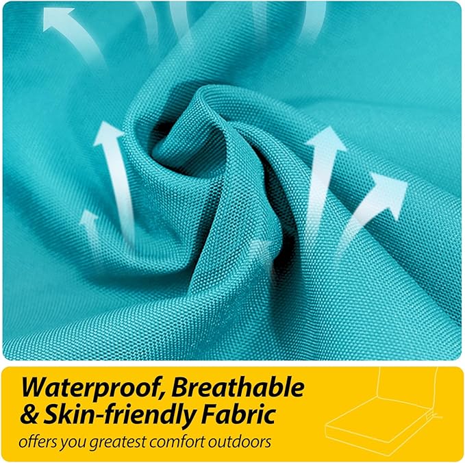 AAAAAcessories Outdoor Seat Cushions for Chairs, Fade-Resistant, Waterproof Patio Furniture Replacement Cushions, 22" x 22" x 3" + 22" x 17", Turquoise Blue
