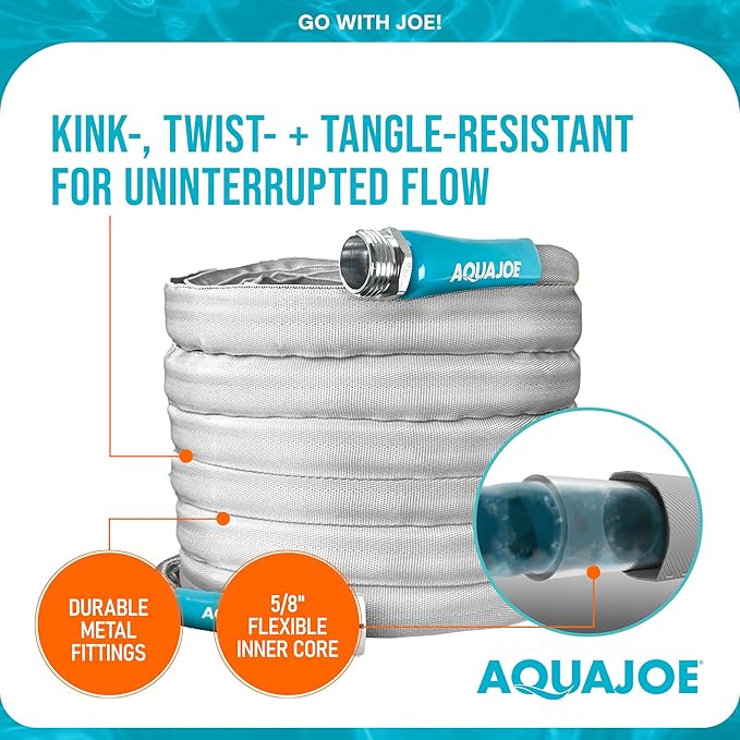Aqua Joe AJFJH50-58-PRX XTREME FIBERJACKET Flexible, Kink-Resistant Garden Hose, 600 PSI Max, 5/8-Inch Diameter, 50 Feet