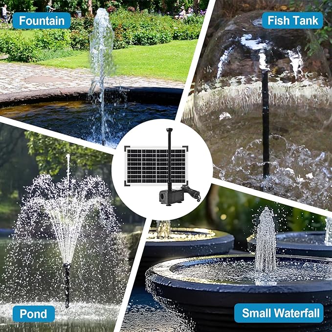 ECO-WORTHY Solar Water Fountain Pump Kit 216 GPH Flow 13W Adjustable Dry-Run Protection Solar Pond Pump Monocrystalline Solar Panel Powered Water Pump for Ponds, Garden, Waterfall, Pool, Birdbath