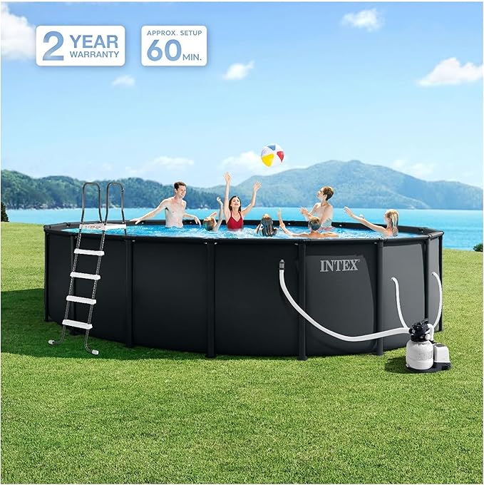 INTEX Ultra XTR Deluxe Round Above Ground Swimming Pool Set: 18ft x 52in - Includes Krystal Clear Cartridge Filter Pump - Easy to Assemble