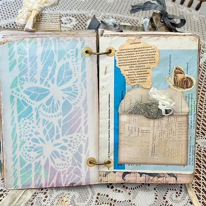 Stencils for Crafts Reusable Texture Branches Background Stencil Vintage Layering Leaf Floral Templates for Painting on Wood Scrapbook Furniture Card Canvas Paper (crafts26)
