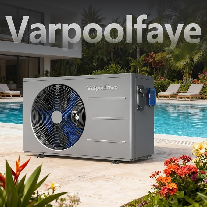 40000 BTU Electric Pool Heater For Inground Pools 12000 Gallon Swimming Pool Heat Pump Above Ground Pool Heater Heating Cooling WiFi Control Schedule 220V