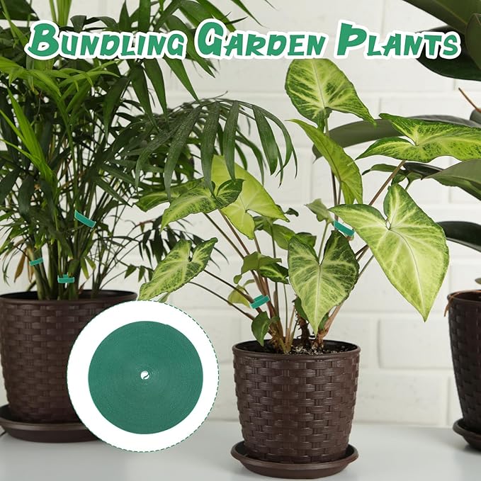 82ft Plant Tape, 1/2inch Reusable Garden Tie Green Tape Adjustable Nylon Plant Tie Strap Garden Twist Ties for Climbing Plants, Tomato, Flowers, Vines, Trees (75 Ft X 1/2 in)