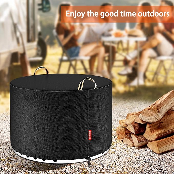 [2026 Upgraded 900D Fabric] Fire Pit Cover Round for Solo Stove Yukon, 30"D x 18"H fits 27"- 29" Fire Pit, 900D Heavy Duty Waterproof Fabric for Outdoor Camping - Black