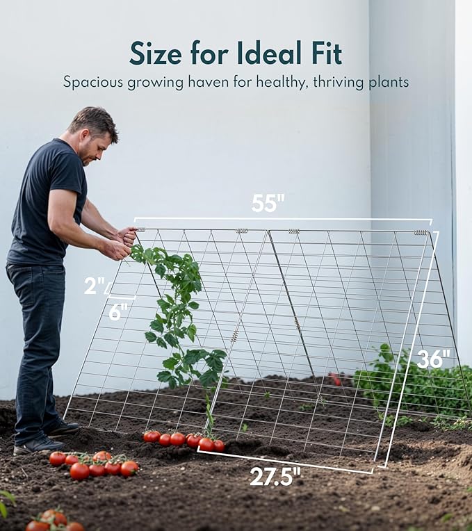 4 Panels Cucumber Trellis for Raised Bed, Rustproof A-Frame Garden Trellis, Foldable Trellis for Climbing Plants Outdoor with Accessories, Raised Bed Trellis for Climbing Plants Vegetables Fruits