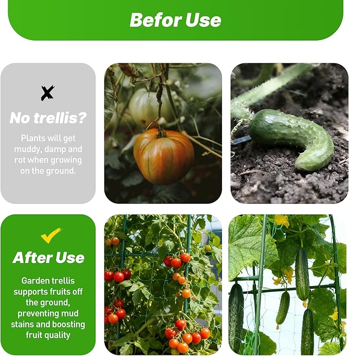 Cucumber Trellis for Raised Garden Bed,U-Shape Plant Support Metel Trellis for Climbing Plants Arch Trellis with Netting for Outdoor Cucumbers, Tomatoes, Vine Climbing Plant(47.2''X32''x47.2''(LxWxH))