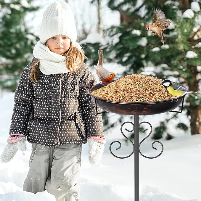 Metal Bird Bath for Outside, 40 Inch Tall Vintage Freestanding Birdbaths Bowl with Bird Statue, Sturdy 5-Pronged Base Birdfeeder for Outdoors Garden Patio Yard Lawn Decor (Vintage Bronze)
