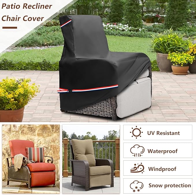 Outdoor Recliner Chair Covers 2 Pack,Patio Swivel Chair Covers,600D Heavy Duty Waterproof Patio Rocking Chair Cover,Outdoor Furniture Covers for All Weather Protection.(35''D x 33''W x 41''H)
