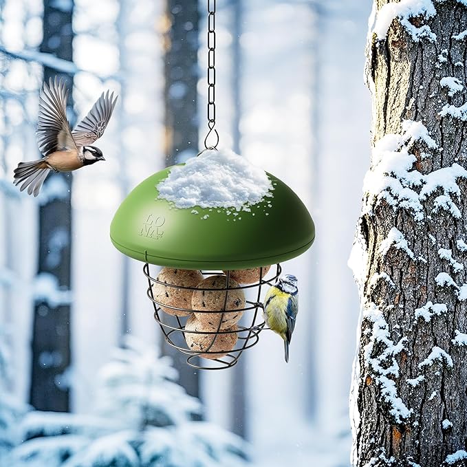 LONA Suet Ball Bird Feeder Outdoor Hanging Fat Ball Feeders with Versatile Mount Durable Weatherproof Washable Transparent Tube Wire Steel Metal Feeder for Wild Birds