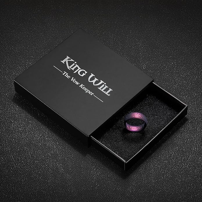 King Will Silicone Ring for Men and Women, 1.8mm Ultra Thick 6.6mm Width, Dome Metallic Style Comfort Fit - Breathable Durable Flexible Wedding Band