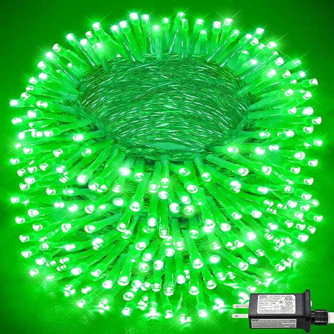 165FT 500 LED Outdoor String Lights, Connectable St Patricks Day Lights Waterproof with 8 Modes, Plug in Clear Wire Twinkle Lights for Indoor Bedroom Garden Wedding Patio Decorations, Green