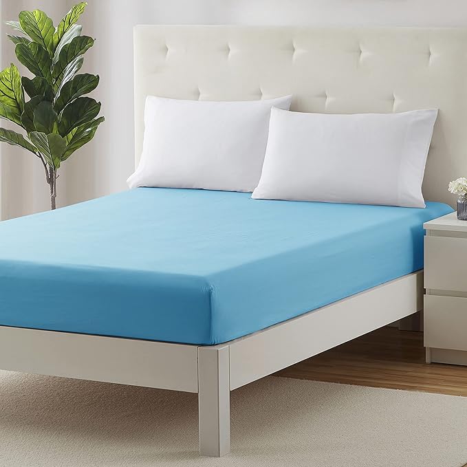 Clara Clark Fitted Sheet King Size, Super Soft King Fitted Sheet Only Fits up to 16 Inch Mattress - Wrinkle, Fade, Stain Resistant King Size Fitted Sheet - Beach Blue Fitted Sheet