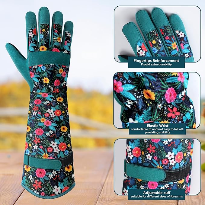 Trifabricy Gardening Gloves for Women - Long Garden Gloves with Grip Breathable, Thorn-Proof Puncture-Resistant Work Gloves