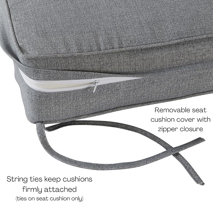 Greendale Home Fashions Outdoor Reversible 2-Piece Deep Seat Cushion Set, Cement