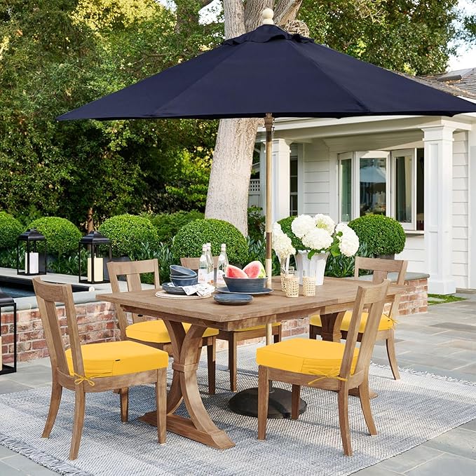 Topotdor Outdoor Chair Cushions Set of 4, 19"x19"x3" Waterproof Patio Chair Cushions for Outdoor Furniture, Round Corner Outdoor Seat Cushions Color Fastness Chair Pads with Ties, Yellow