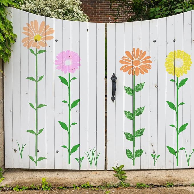Keluna Large Flower Stencils for Painting - Sunflower Daisy Flower Stencils for Painting on Wood Fence Garden