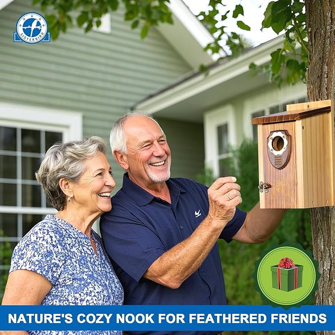 Pack of 2 Bluebird Houses for Outside, Premium Wooden Bird House, Bluebird House for Outdoor, Courtyard Decoration Bird Nest, Bluebird Finch Swallow Wren Chickadee