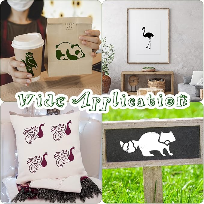 Fainne 100 Pcs 2 Inch Stencils Small Stencils for Painting on Wood Reusable Painting Templates Crafts for DIY Scrapbook, Wood, Wall, Fabric, Rock, Chalkboard, Sign(Animals)