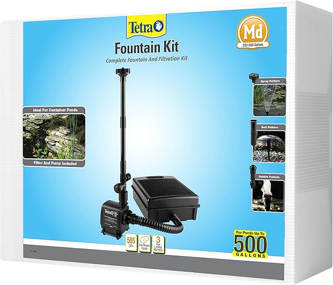 Tetra Pond Filtration Fountain Kit, Includes 3 Fountain Attachments