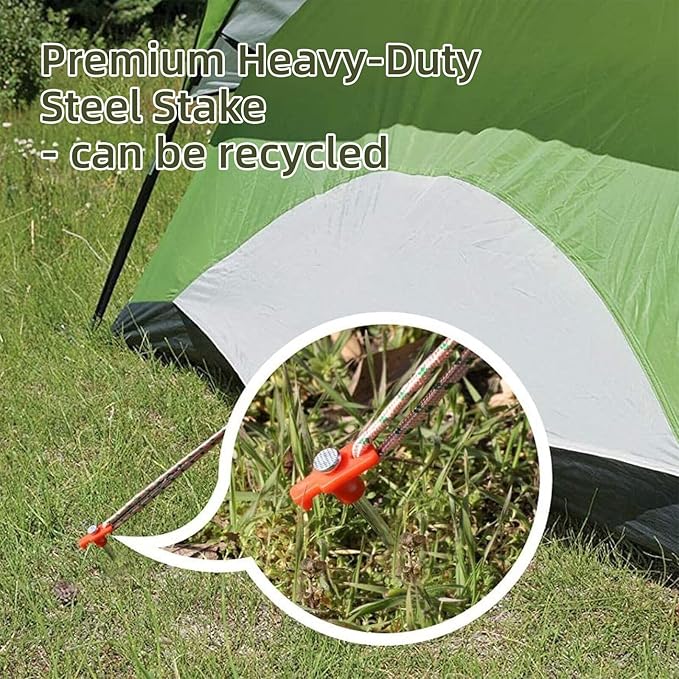 25 Pack Tent Stakes Heavy Duty 10 Inch Camping Stake Yard Stakes Metal Tent Pegs for Ground Stake Spikes for Camping Garden Yard (Orange)