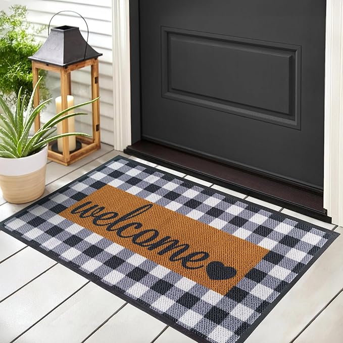 ubdyo Sturdy Welcome Mat - Extra Durable Door Mat - Dirt Trapping Front Doormat Outside Entrance - Welcome Matt Outdoor - Non Slip Backing Doormat, Patio Outdoor, Porch - Medium 32'' x 20''