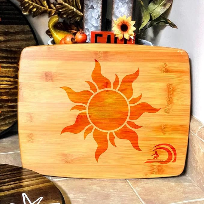 yhslmh Beach Wave Stencils for Painting on Wood Reusable Canvas Nautical Sunrays Stencil for Crafts Kids Art Projects Drawing Card Making Pattern for Wall Decorative (Sunrays Wave)