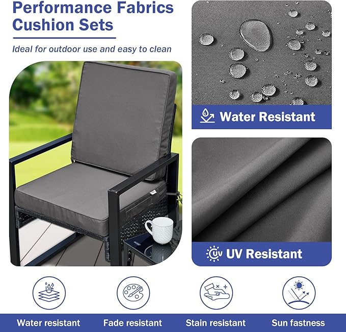 Outdoor Cushions, Outdoor Chair Cushions 19x19x3 Inch, Cushions for Outdoor Furniture with Removable Cover, Waterproof & Fade Resistant Outdoor Seat Cushions for Patio, Lawn, Dark Grey