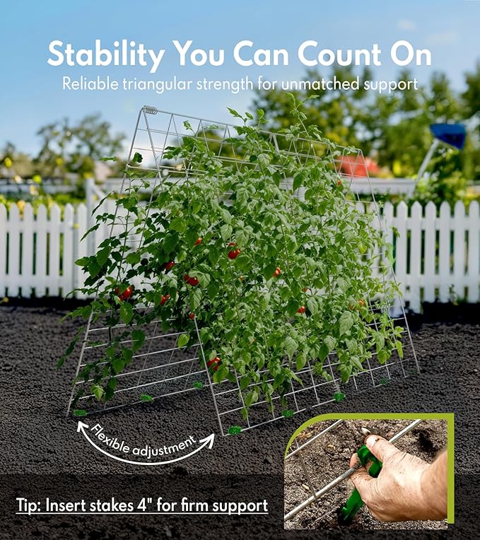 4 Panels Cucumber Trellis for Raised Bed, Rustproof A-Frame Garden Trellis, Foldable Trellis for Climbing Plants Outdoor with Accessories, Raised Bed Trellis for Climbing Plants Vegetables Fruits